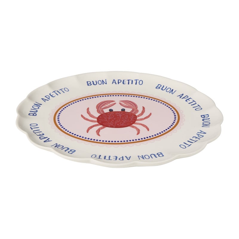 Serveerbord krab - blauw - 39.5x32 cm