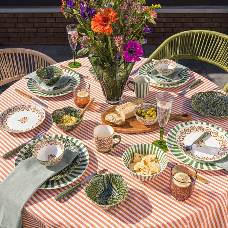 Dinerbord streep - groen/wit - ø26.5x2 cm