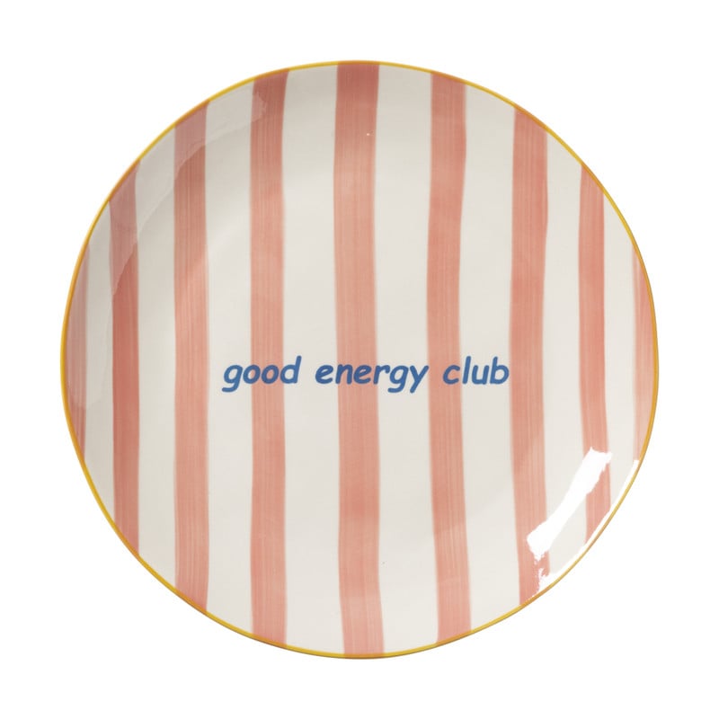 Ontbijtbord streep - roze - ø2.5x21 cm - Happy at Home by Sanny