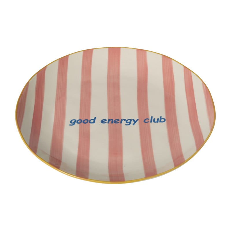 Ontbijtbord streep - roze - ø2.5x21 cm - Happy at Home by Sanny