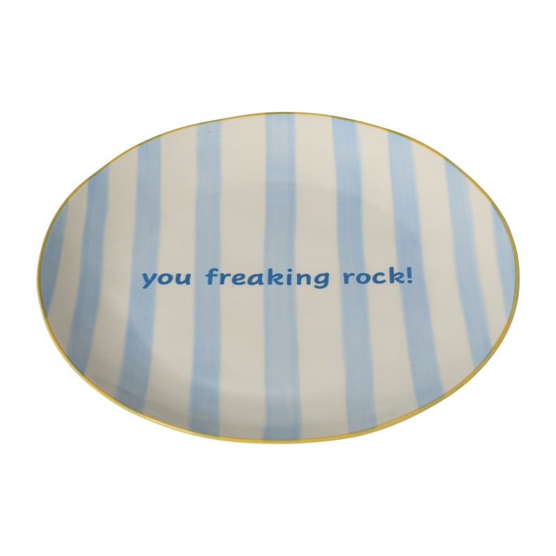 Ontbijtbord streep - blauw - ø2.5x21 cm - Happy at Home by Sanny