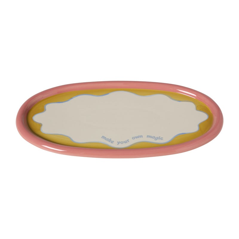 Plateau ovaal - multikleur - 1.8x16.3x30.5 cm - Happy at Home by Sanny