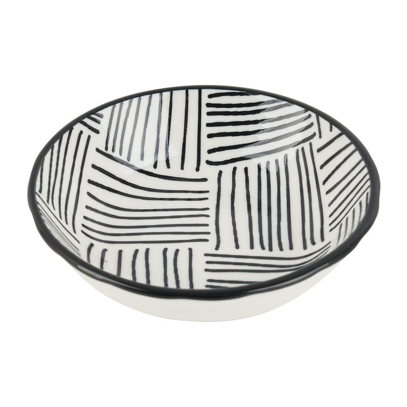 Tapas sausschaaltje Sevilla - zwarte streepjes - ø9x2.5 cm