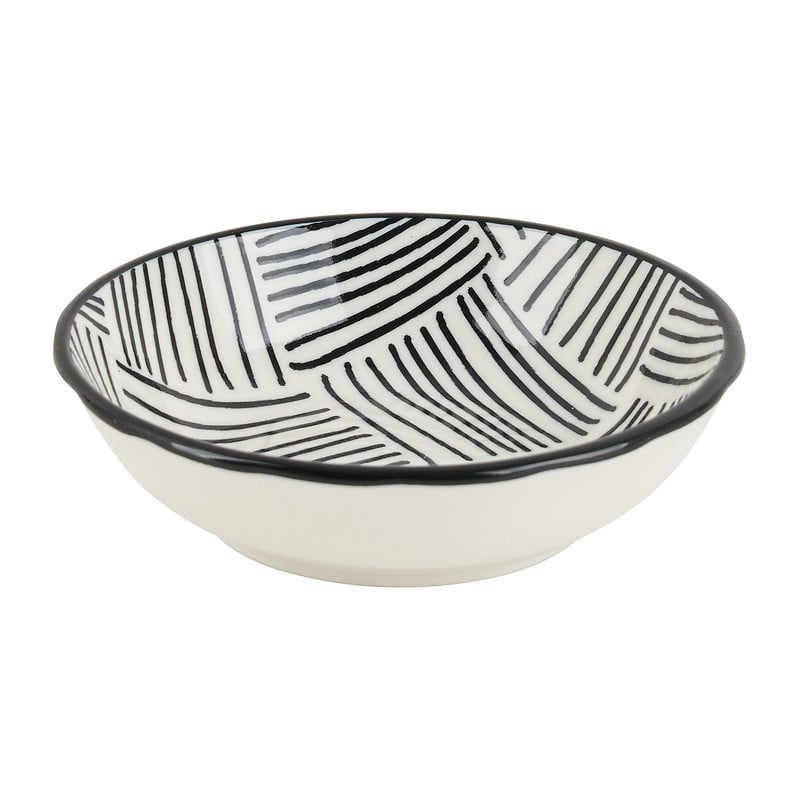 Tapas sausschaaltje Sevilla - zwarte streepjes - ø9x2.5 cm