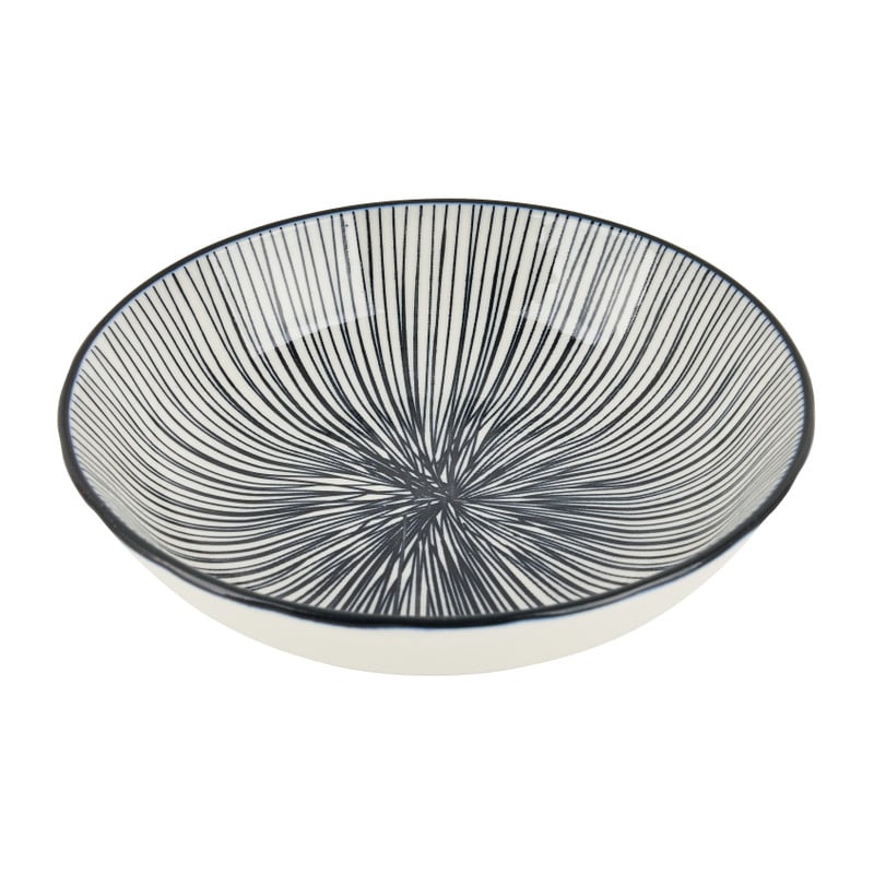 Tapas schaaltje Sevilla - zwarte lijnen - ø14x3.5 cm
