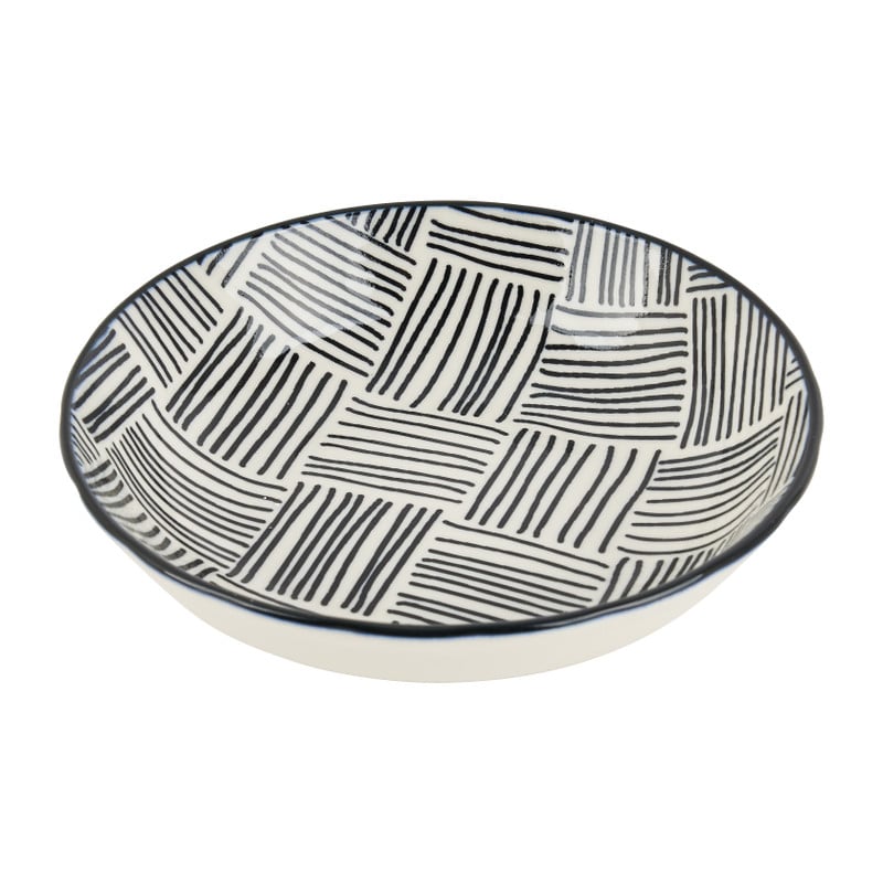 Tapas schaaltje Sevilla - zwarte streepjes - ø14x3.5 cm