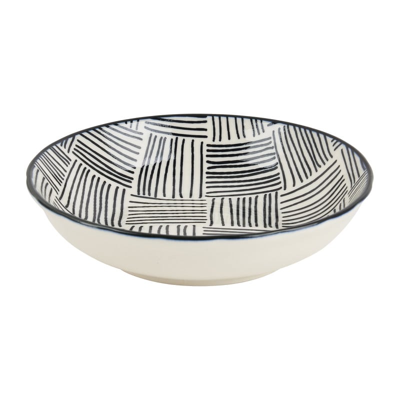 Tapas schaaltje Sevilla - zwarte streepjes - ø14x3.5 cm