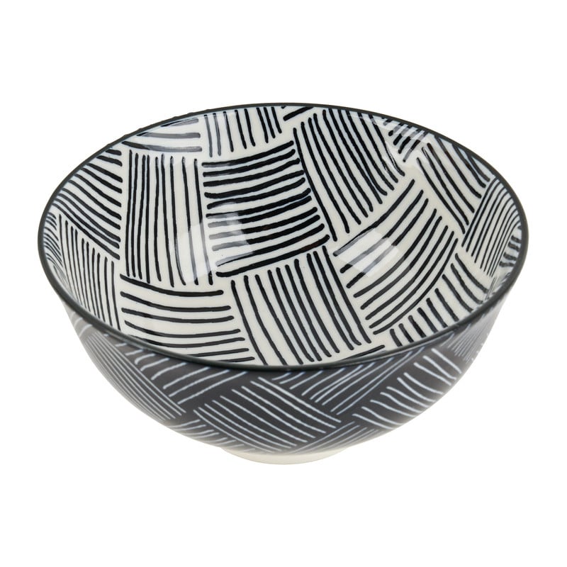 Tapas rijstschaaltje Sevilla - zwarte streepjes - ø11.5x5.8 cm