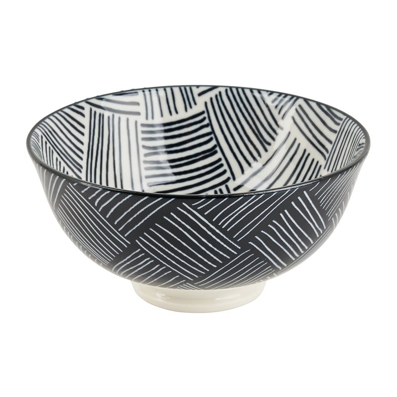 Tapas rijstschaaltje Sevilla - zwarte streepjes - ø11.5x5.8 cm