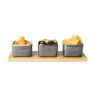 Tapas plank met 3 bakjes - bamboe/keramiek
