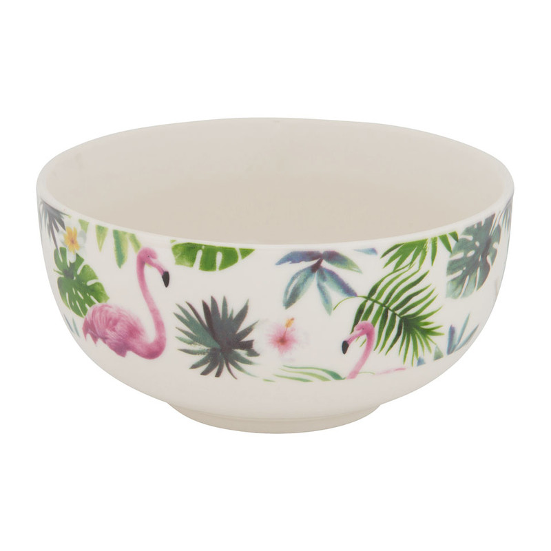 Kom jungle  print met flamingo's - 13 cm