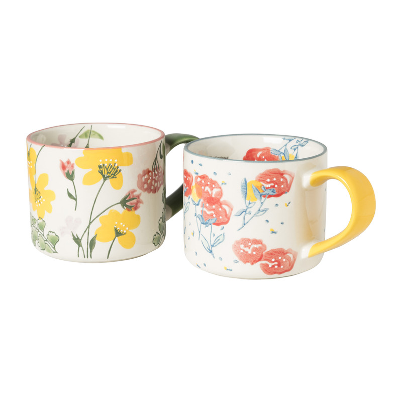 Mok met gele bloemen - Multicolor - 325 ml