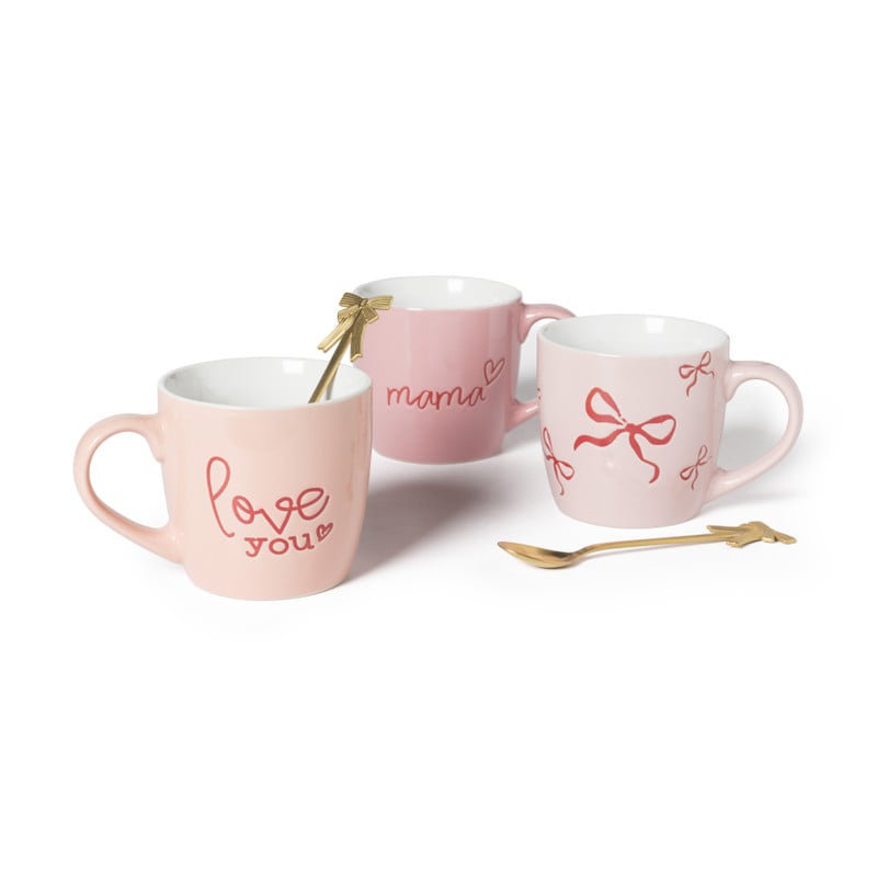 Mok strikje - roze/rood - 325 ml