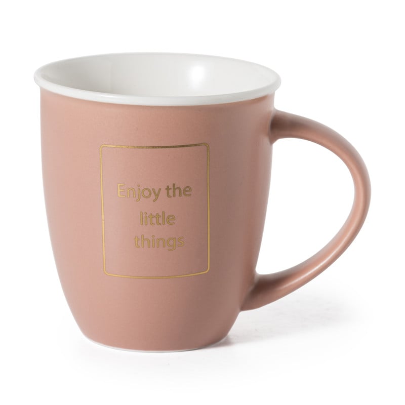 Mok met gouden tekst - roze - 380 ml