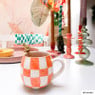 Mok met oranje ruit - oranje/wit - 375 ml