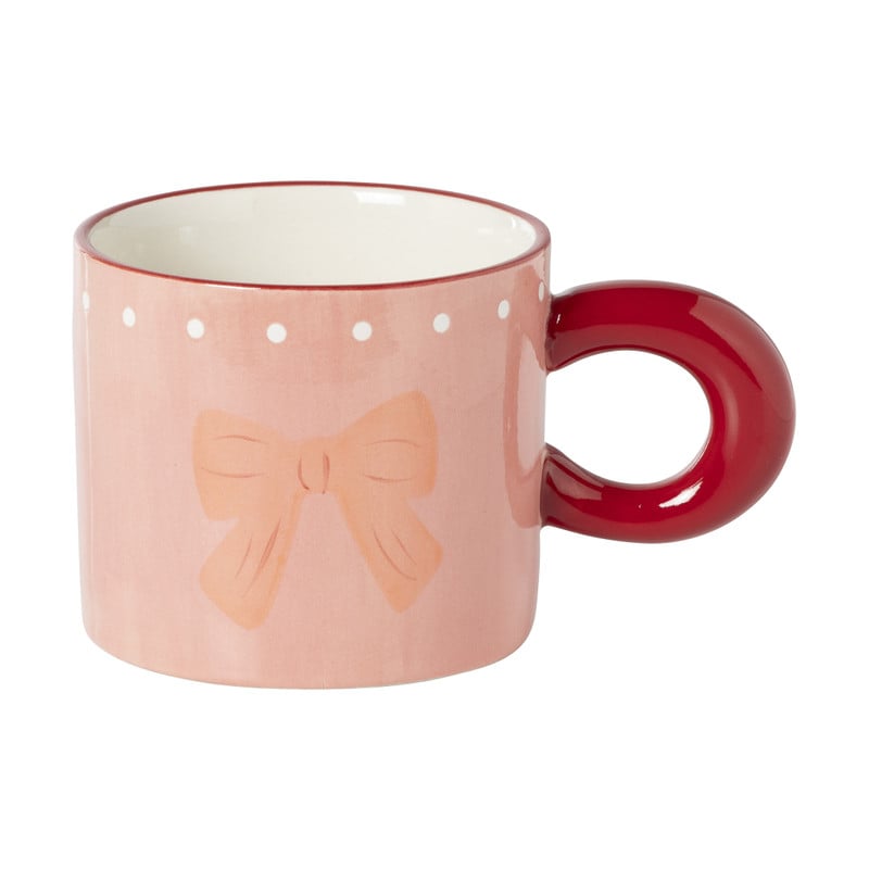 Mok strikjes - roze/rood - 350 ml