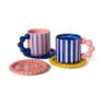 Mok smiley - blauw/roze - 300 ml - Happy at Home by Sanny