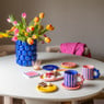 Mok smiley - blauw/roze - 300 ml - Happy at Home by Sanny