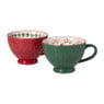 Mok op voet kerst - wit - 14x11.3x7.6 cm