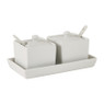Pot met lepel - set van 2 - wit - 8X16X8 cm