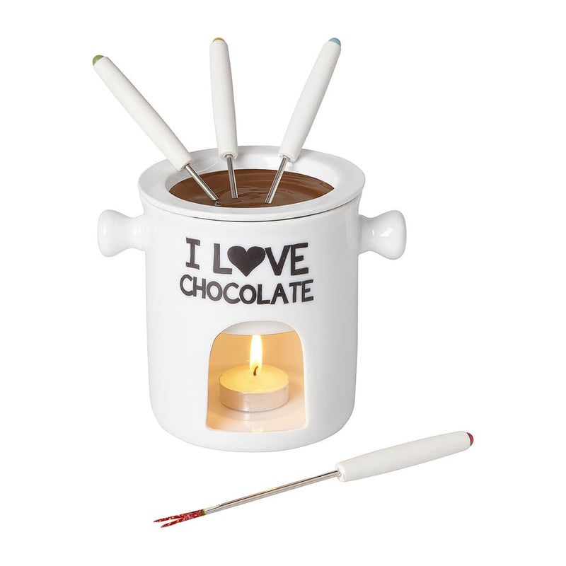 Chocoladefondue met vier vorkjes wit
