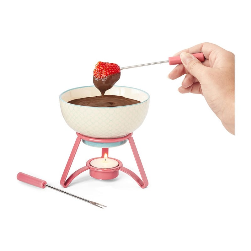 Chocoladefondue met metalen voet - roze