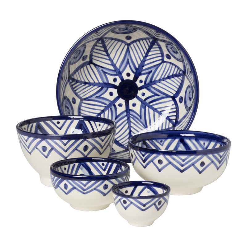 Schaaltje Bilbao voet - ø15 cm - blauw/wit 