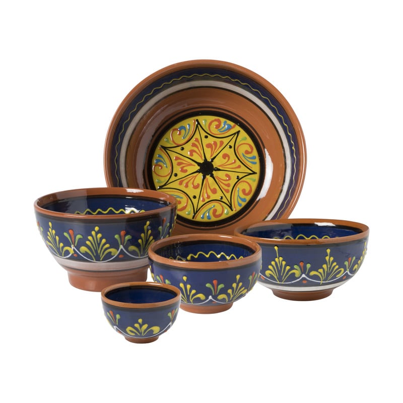 Schaaltje Valencia - ø14 cm - blauw/bruin