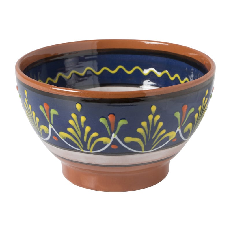 Schaaltje Valencia voet - ø15 cm - blauw/bruin