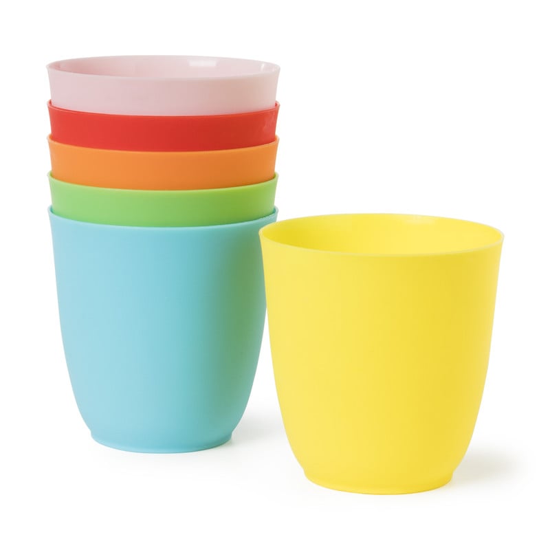 Bekers - multikleur - kunststof - ø8 cm - set van 6