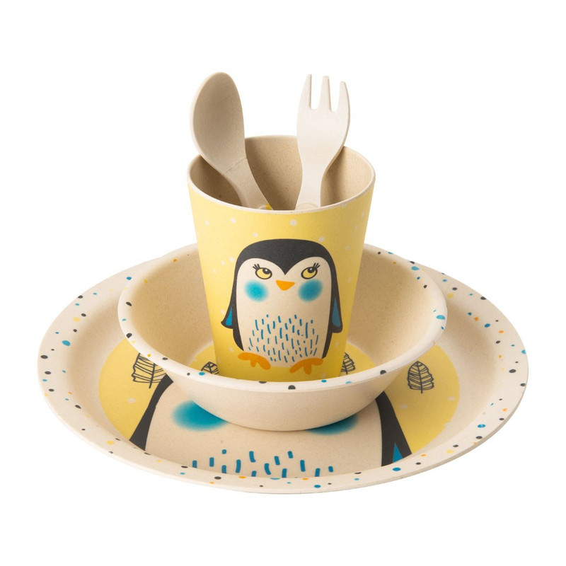 Kindereetset bamboe - pinguïn - 5-delig