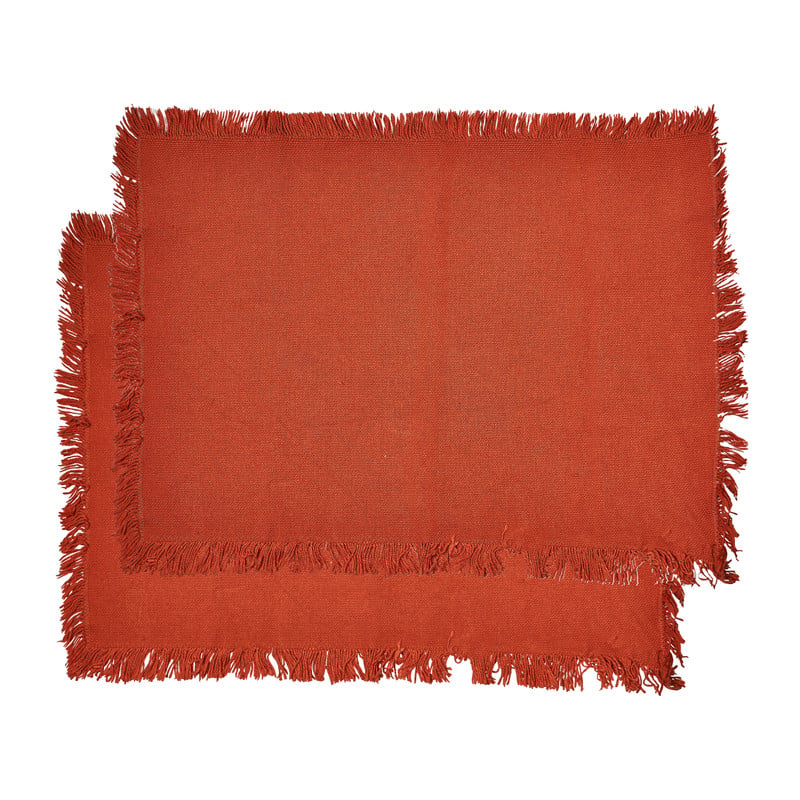 Placemats Fringes - oranje - 48x33 cm - set van 2