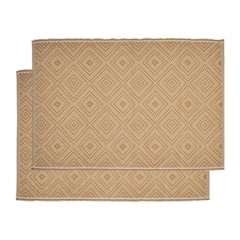 Placemats Jaquard - geel - 48x33 cm - set van 2