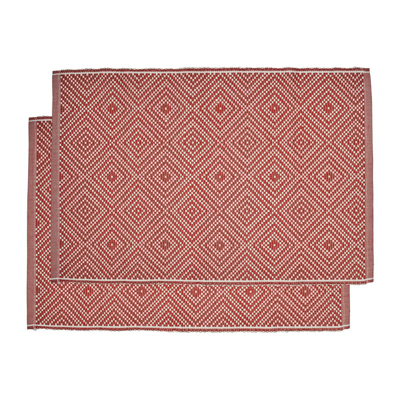 Placemats Jaquard - oranje - 48x33 cm - set van 2