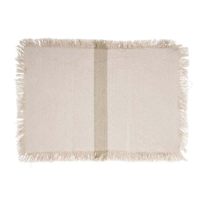 Placemat met fringes - beige met donkere streep - 33x48 cm