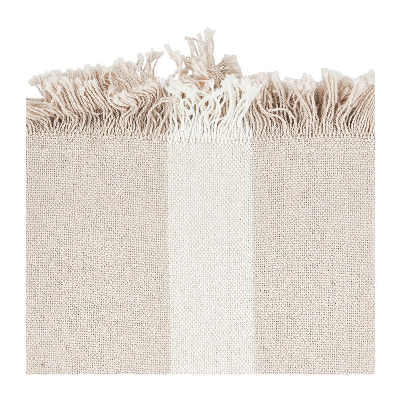 Placemat met fringes - beige met lichte streep - 33x48 cm