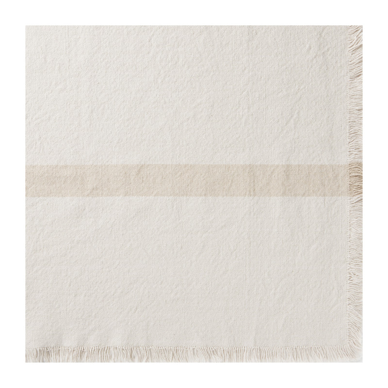 Tafelloper met fringes - beige - 40x140 cm