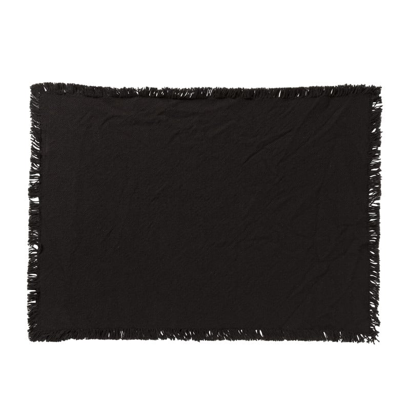 Placemat  franje - zwart - 32x46 cm