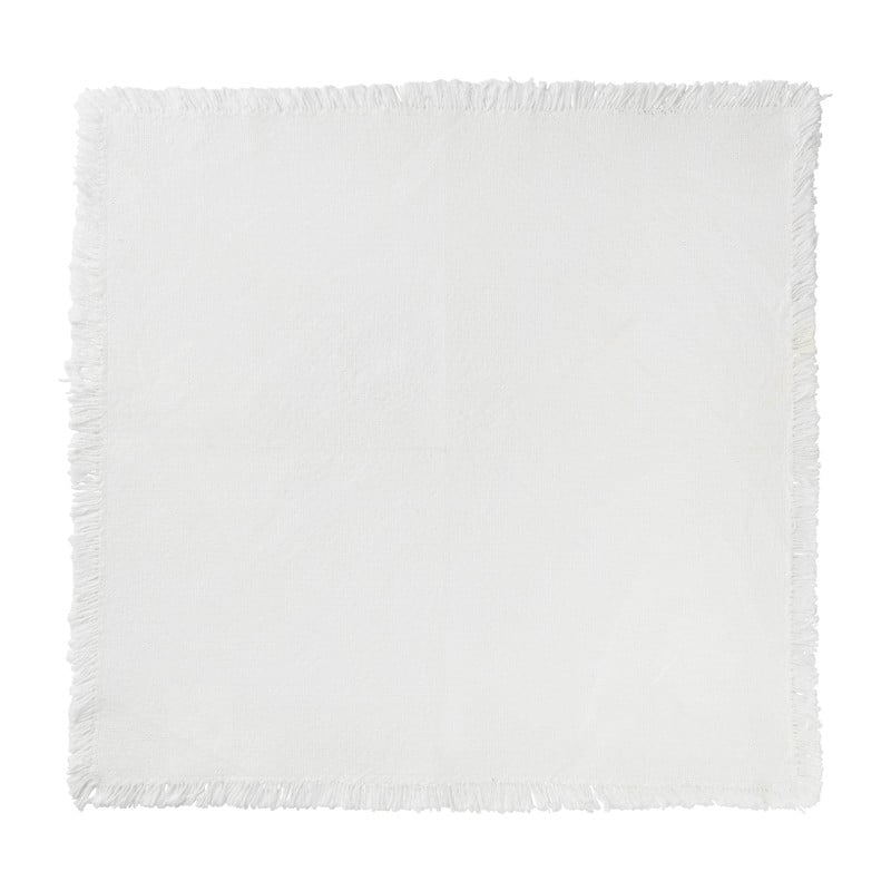Servet met franje - wit - 40x40 cm