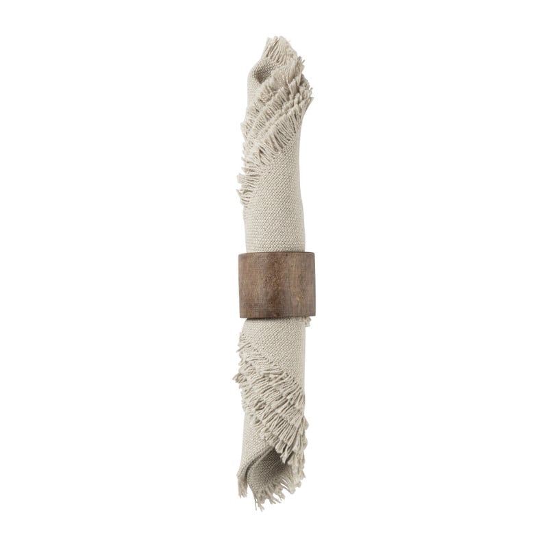 Servet met franje - zand - 40x40 cm