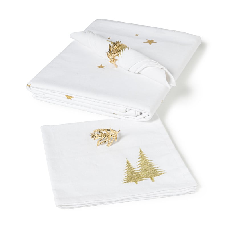 Servet gouden kerstboom - katoen - 40x40 cm