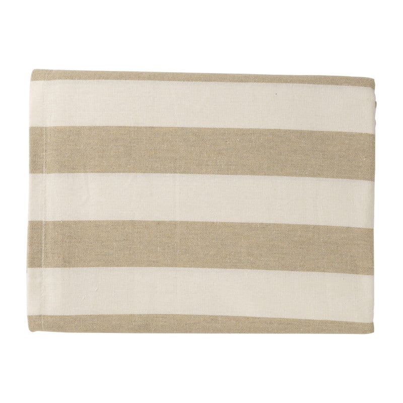 Tafelkleed gestreept - wit/beige - 140x240 cm