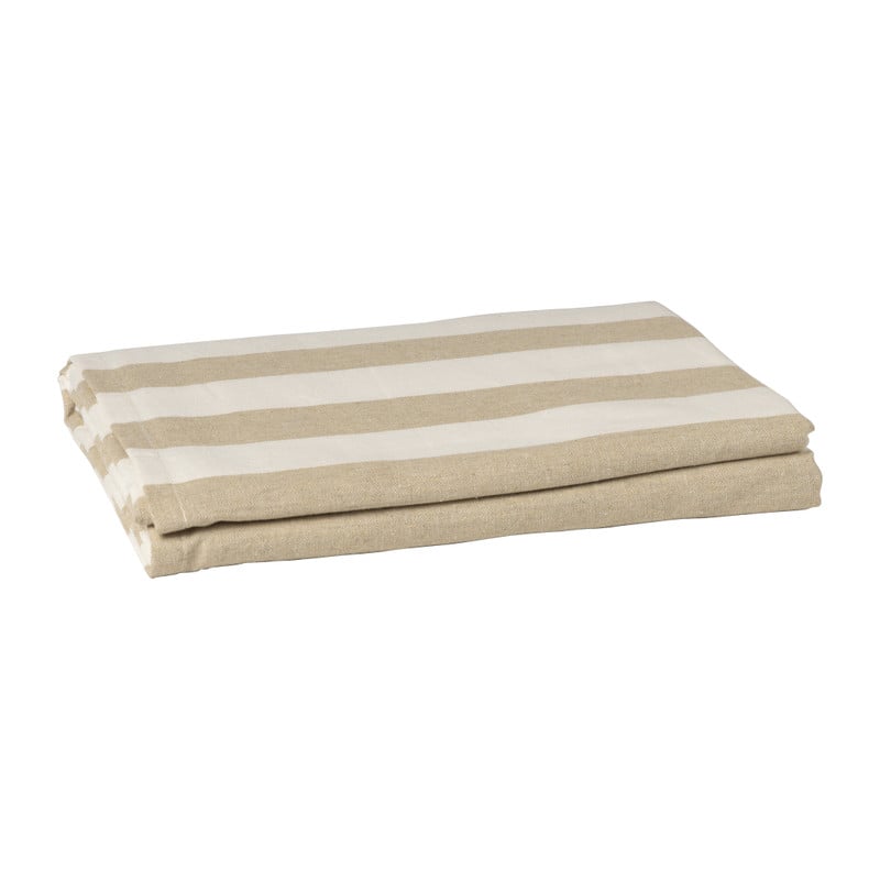Tafelkleed gestreept groot - wit/beige - 145x320 cm