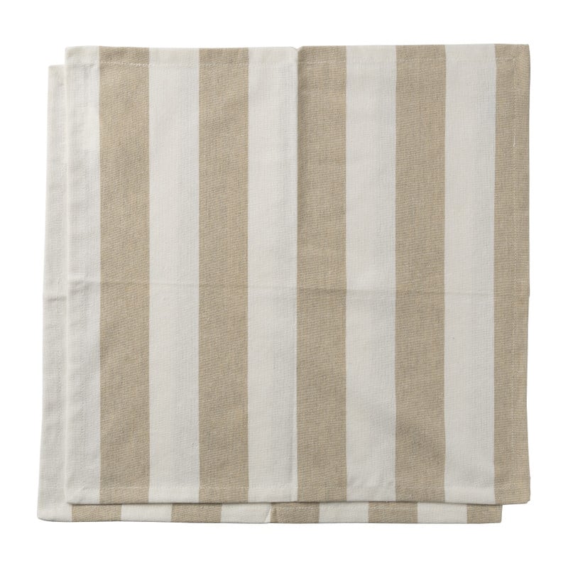 Servet gestreept - wit/beige - set van 2 - 40x40 cm