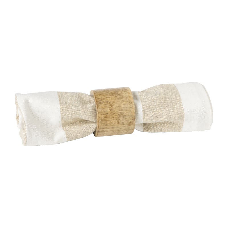 Servet gestreept - wit/beige - set van 2 - 40x40 cm