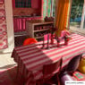 Tafelkleed streep - roze/rood - 140x240 cm