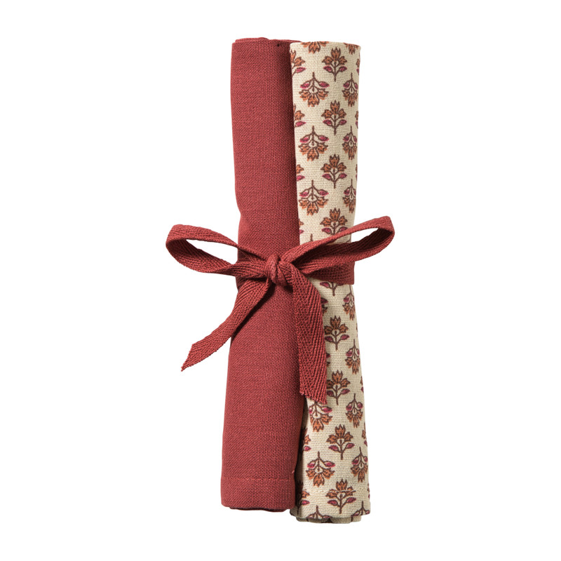 Servetten print - rood - 40x40 cm - set van 2