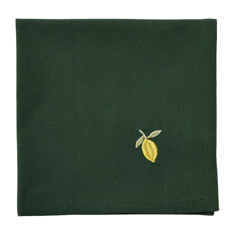 Servetten olijf en citroen - groen/geel - 40x40 cm