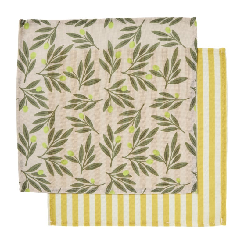 Servetten olijf/citroen - geel/groen - set van 2 - 40x40 cm