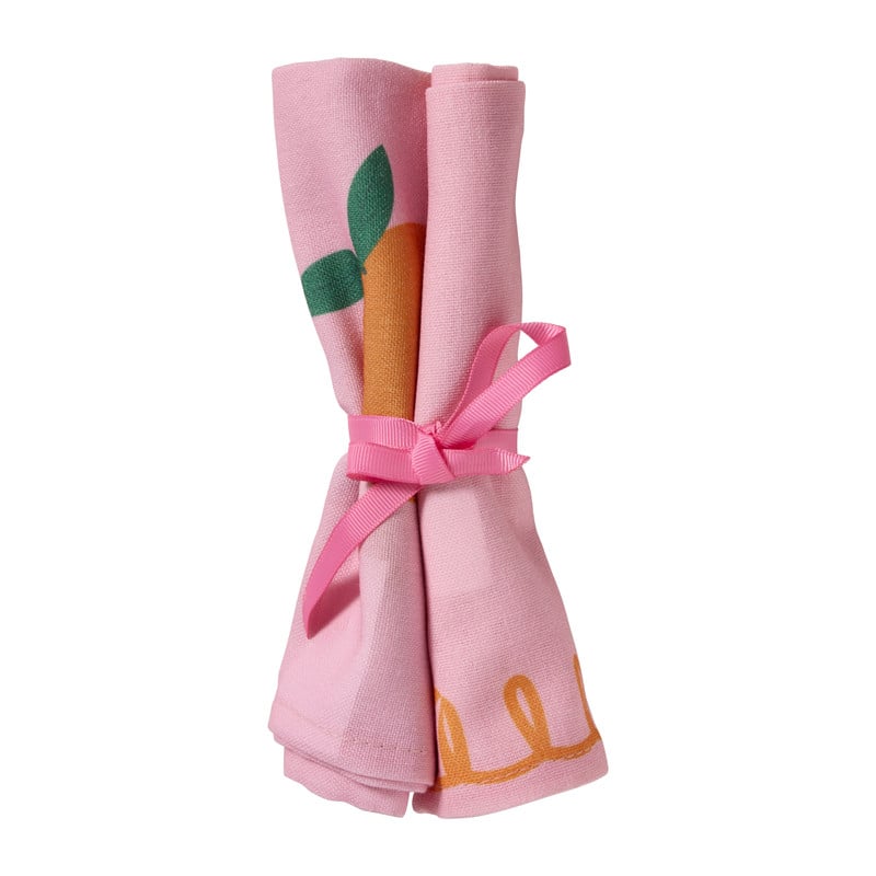 Servetten sinaasappels - roze/oranje - set van 2